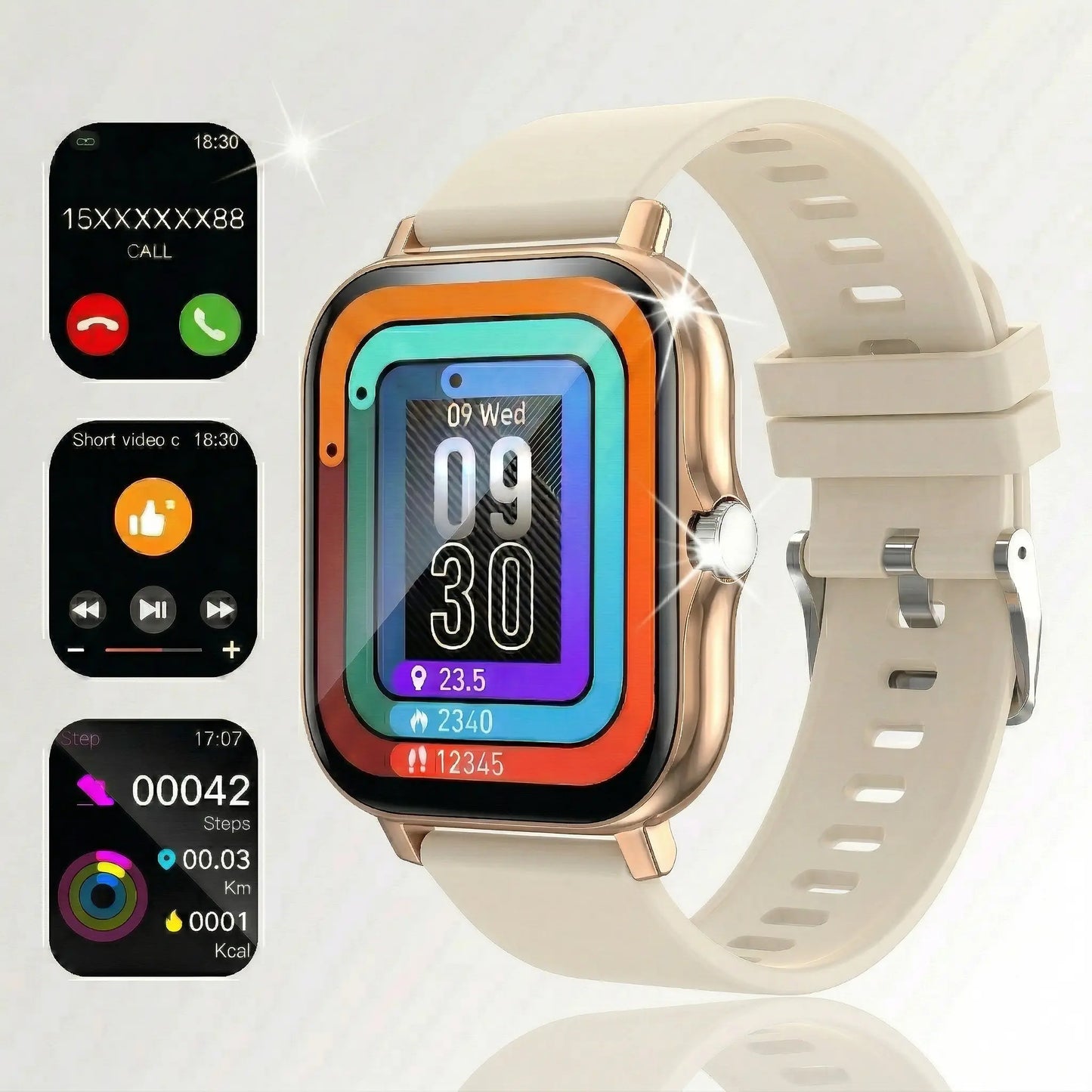Premium Smart Watch for Men and Women with 1.83" Touch Screen, Advanced Fitness Tracker, Workout Activity Monitor, Message Notifications, Multiple Sports Modes, IP68 Waterproof, Compatible with iOS and Android Devices