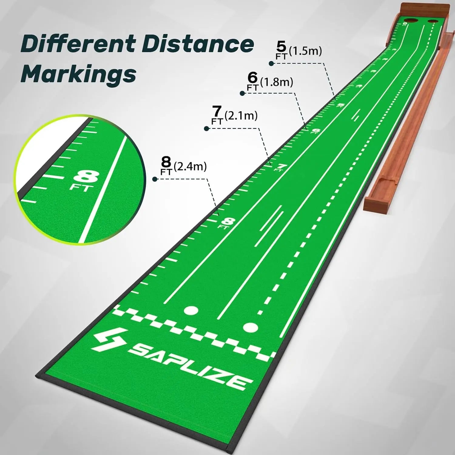 SAPLIZE Portable Golf Putting Mat with Automatic Ball Return and Integrated Mirror for Enhanced Accuracy - Ideal for Indoor and Outdoor Practice