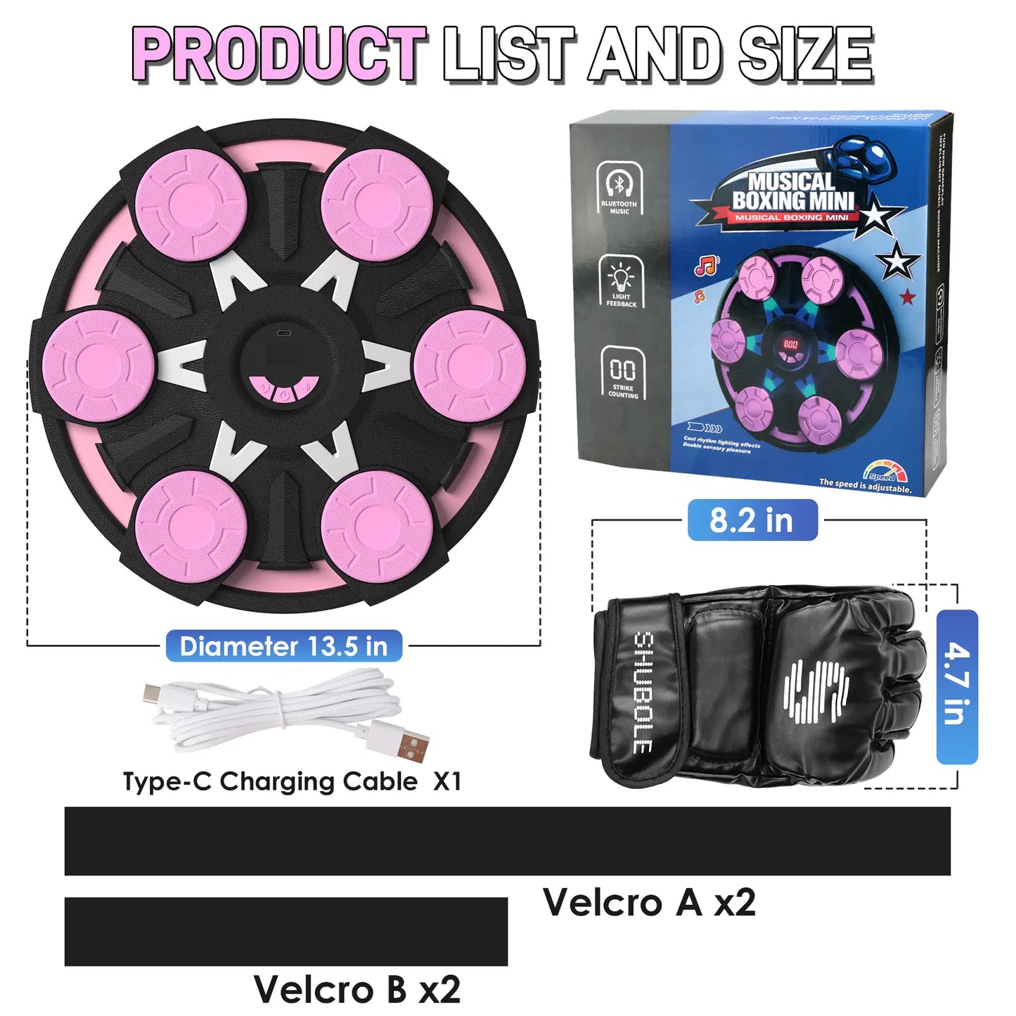 Professional Music Boxing Machine for All Ages - Wall-Mounted Punching Pad with Lighting, 9-Speed Bluetooth Boxing Game, Includes Gloves, Enhanced 2026 Upgrade for Kids Age 6+ with Protective Gear