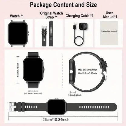 Premium Smart Watch for Men and Women with 1.83" Touch Screen, Advanced Fitness Tracker, Workout Activity Monitor, Message Notifications, Multiple Sports Modes, IP68 Waterproof, Compatible with iOS and Android Devices