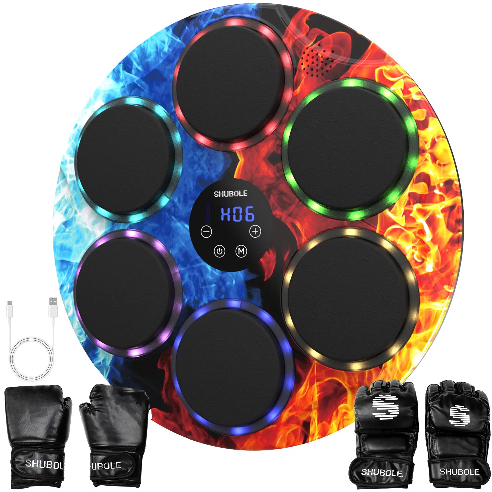 SHUBOLE Wall-Mounted Music Boxing Trainer with Gloves - 9-Speed Punching Game for Adults and Kids, Upgraded 2025 Gift for Ages 6 and Up