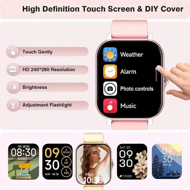 Premium Smart Watch for Men and Women with 1.83" Touch Screen, Advanced Fitness Tracker, Workout Activity Monitor, Message Notifications, Multiple Sports Modes, IP68 Waterproof, Compatible with iOS and Android Devices