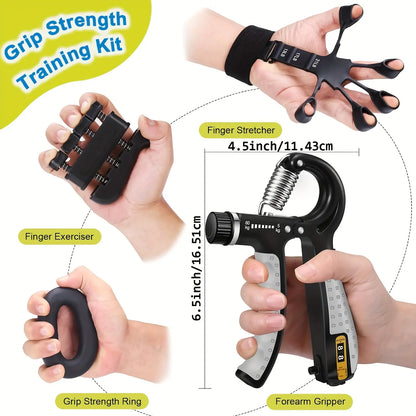 Pro Grip Trainer 4-Pack Adjustable Resistance (10-130 Lbs) Gym Muscle Builder， Weak Grip? Fix in 2 Weeks! (Office/Gym/Carpal Tunnel Relief) Forearm Exerciser