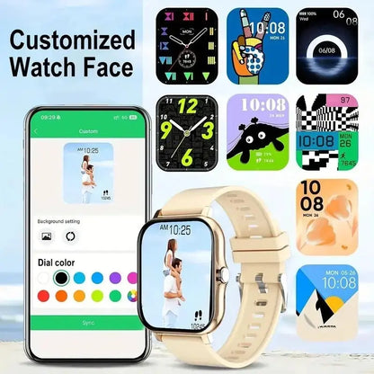 Premium Smart Watch for Men and Women with 1.83" Touch Screen, Advanced Fitness Tracker, Workout Activity Monitor, Message Notifications, Multiple Sports Modes, IP68 Waterproof, Compatible with iOS and Android Devices