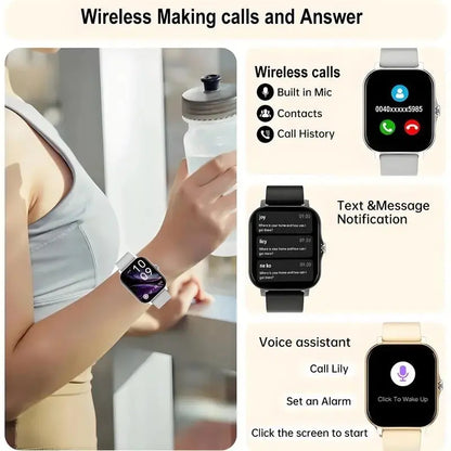 Premium Smart Watch for Men and Women with 1.83" Touch Screen, Advanced Fitness Tracker, Workout Activity Monitor, Message Notifications, Multiple Sports Modes, IP68 Waterproof, Compatible with iOS and Android Devices