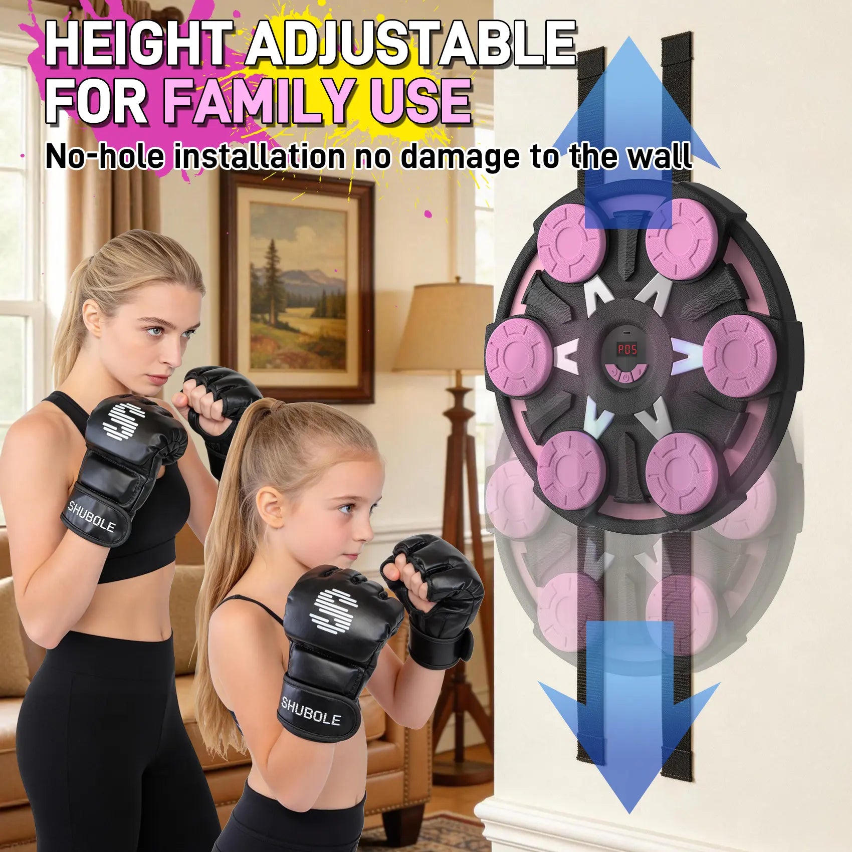 Professional Music Boxing Machine for All Ages - Wall-Mounted Punching Pad with Lighting, 9-Speed Bluetooth Boxing Game, Includes Gloves, Enhanced 2026 Upgrade for Kids Age 6+ with Protective Gear