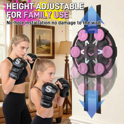 Professional Music Boxing Machine for All Ages - Wall-Mounted Punching Pad with Lighting, 9-Speed Bluetooth Boxing Game, Includes Gloves, Enhanced 2026 Upgrade for Kids Age 6+ with Protective Gear