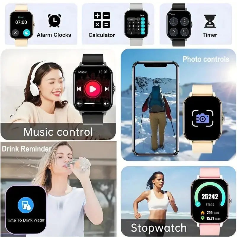 Premium Smart Watch for Men and Women with 1.83" Touch Screen, Advanced Fitness Tracker, Workout Activity Monitor, Message Notifications, Multiple Sports Modes, IP68 Waterproof, Compatible with iOS and Android Devices