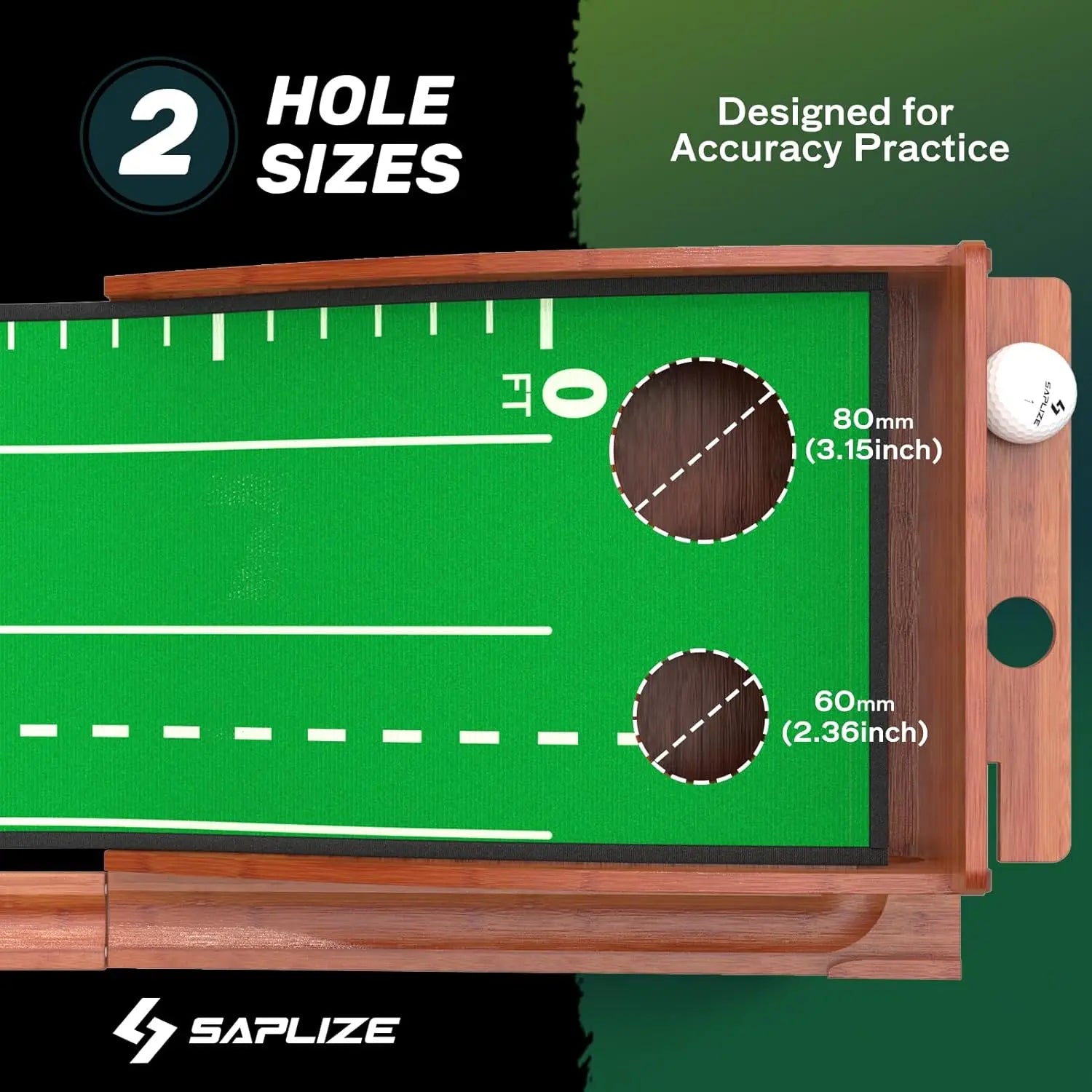 SAPLIZE Portable Golf Putting Mat with Automatic Ball Return and Integrated Mirror for Enhanced Accuracy - Ideal for Indoor and Outdoor Practice