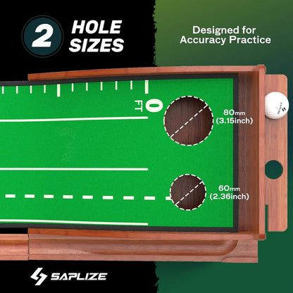 SAPLIZE Portable Golf Putting Mat with Automatic Ball Return and Integrated Mirror for Enhanced Accuracy - Ideal for Indoor and Outdoor Practice