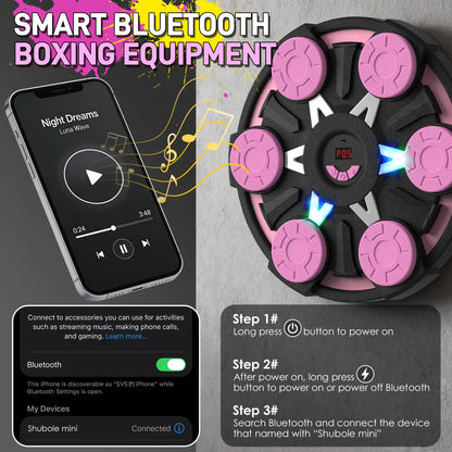 Professional Music Boxing Machine for All Ages - Wall-Mounted Punching Pad with Lighting, 9-Speed Bluetooth Boxing Game, Includes Gloves, Enhanced 2026 Upgrade for Kids Age 6+ with Protective Gear