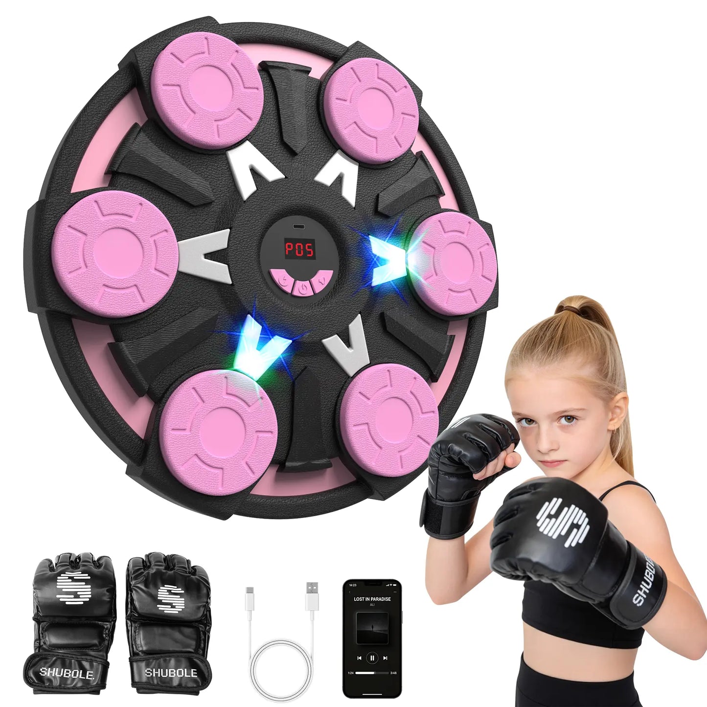 Professional Music Boxing Machine for All Ages - Wall-Mounted Punching Pad with Lighting, 9-Speed Bluetooth Boxing Game, Includes Gloves, Enhanced 2026 Upgrade for Kids Age 6+ with Protective Gear