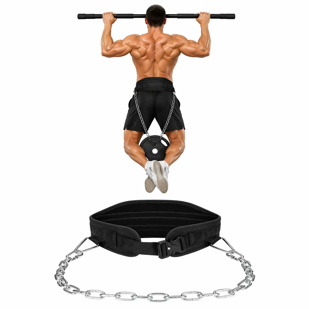 Weighted Dip Belt for Enhanced Pull-Ups, Dips, and Squats – Durable Steel Chain, Padded Comfort Design, Adjustable Strength Training Accessory for Both Men and Women