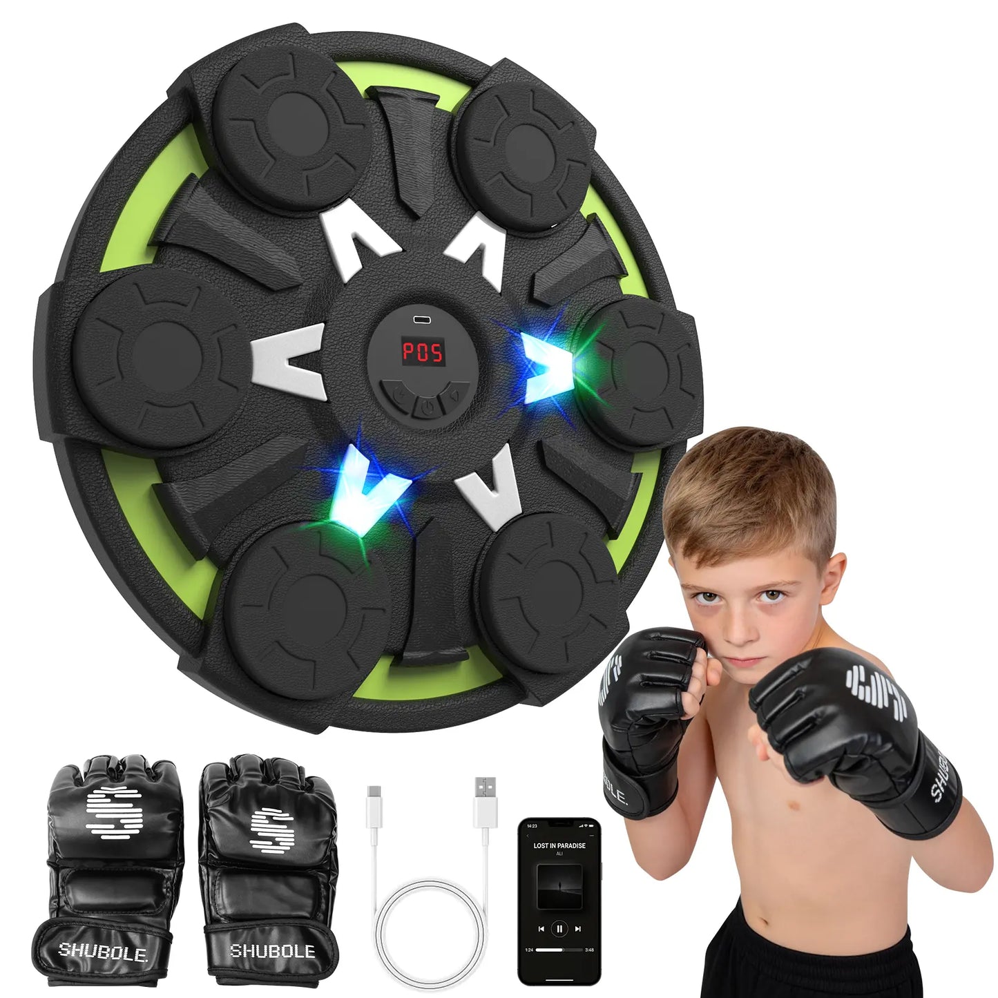 Professional Music Boxing Machine for All Ages - Wall-Mounted Punching Pad with Lighting, 9-Speed Bluetooth Boxing Game, Includes Gloves, Enhanced 2026 Upgrade for Kids Age 6+ with Protective Gear
